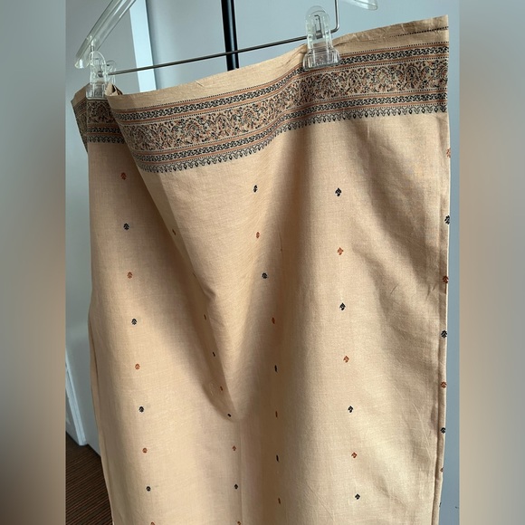 Fabindia style Ikat handwoven 100% cotton stunning saree salmon 🍣 & burgundy NEW - Picture 13 of 15